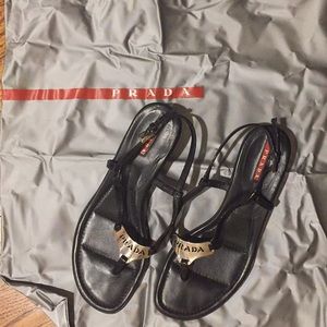 Cute Prada black and silver sandals